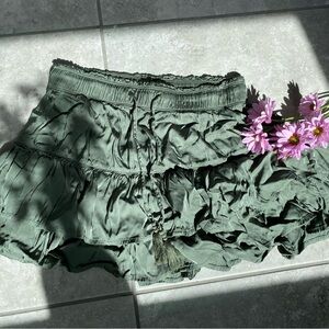 Aerie Green Ruffled Skirt